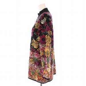 LEONARD ニット セーター ハイネック 長袖 花柄 ウール混 M 黒 ブラック マルチカラー /BB