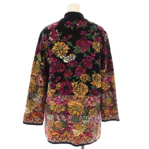 LEONARD ニット セーター ハイネック 長袖 花柄 ウール混 M 黒 ブラック マルチカラー /BB