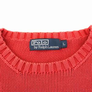Polo by Ralph Lauren ニット セーター 長袖 クルーネック ロゴ刺繍 L 赤 レッド /KU