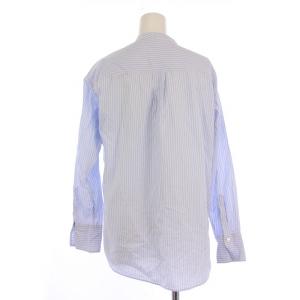 23区 ストライプ ノーカラーシャツ ブラウス 長袖 38 水色 白 BL.23.SM.0309 /BM