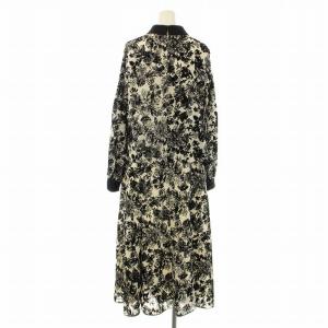 GRACE CONTINENTAL 23AW フラワーフロッキープリントトップ スカート セットアップ ブラウス 長袖 フレア ロング マキシ