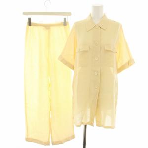 セットアップ 上下 シャツ ブラウス 半袖 イージーパンツ ワイドパンツ 麻 リネン 38 ベージュ /YT