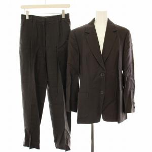 スーツ テーラードジャケット シングル 2B スラックス パンツ 麻 リネン 42 茶 ブラウン 73136