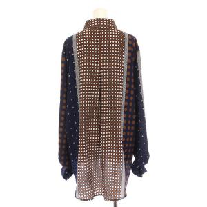 NARA CAMICIE シャツ ブラウス ドット 長袖 V ネイビー ブラウン 10-82-01-210 /YM