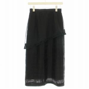 23SS メッシュフリンジスカート 0323221199 ロング スカート 38 黒 ブラック /G