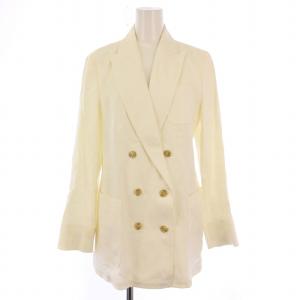 テーラードジャケット アウター ダブル 背抜き 麻 リネン 42 白 ホワイト /BB