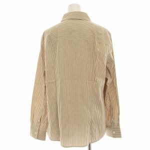BURBERRY LONDON シャツ ブラウス 長袖 ストライプ 46 キャメル 白 ホワイト FE184-620-42 /HN