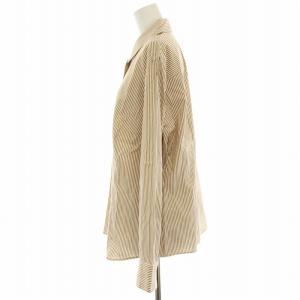 BURBERRY LONDON シャツ ブラウス 長袖 ストライプ 46 キャメル 白 ホワイト FE184-620-42 /HN