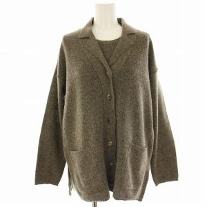 アンサンブルニット カーディガン カットソー ノースリーブ ウール M モカブラウン TIC1001 /HN
