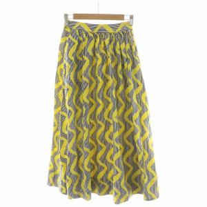 フレアスカート ロング ストライプ 総柄 36 イエロー ブラック 19S-KWM-001 /NQ