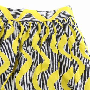 Le glazik フレアスカート ロング ストライプ 総柄 36 イエロー ブラック 19S-KWM-001 /NQ