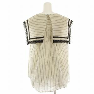Shinzone ボックスカラーブラウス BOXCOLLARBLOUSE シャツ ノースリーブ ストライプ レース 34