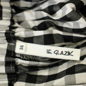 Le glazik ギンガムチェック ワイドパンツ 19S-KWM-001 イージーパンツ 36 黒 白 /G