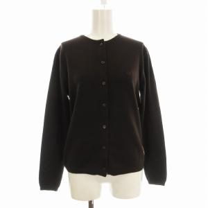カーディガン ニット カシミヤ混 シルク混 長袖 プリント L 茶 ブラウン /EE