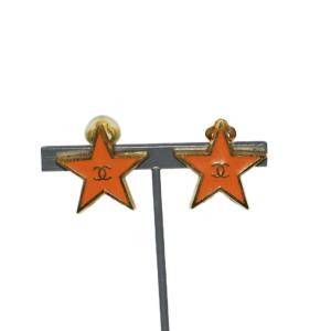 ココマーク スター イヤリング クリップ式 ゴールドカラー オレンジ