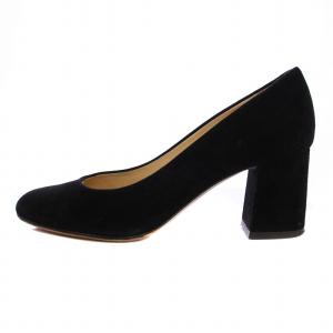パンプス チャンキーヒール スエード 38 黒 /BM