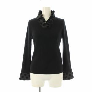 ニット セーター 長袖 フリル ドット柄 切替 38 黒 ブラック 1515-51433 /OR
