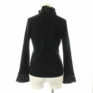 Austin Reed ニット セーター 長袖 フリル ドット柄 切替 38 黒 ブラック 1515-51433 /OR