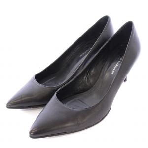 パンプス ポインテッドトゥ ハイヒール レザー 37.5 黒 ブラック /BB