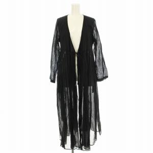 ガウンワンピース 171N-W244 ロング 長袖 コットン F 黒 ブラック /G