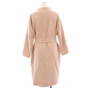 Tiara ノーカラーコート ウール リボン ロング 2 ピンク A0119FC /HN