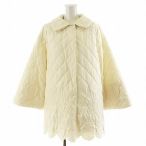 23AW 2WAYキルティングコート ミドル丈 スカラップ 花柄 中綿 ベスト付き アウター 0 白 ホワイト