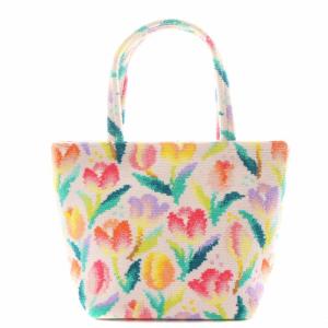 FEILER LOVERARY ハンドバッグ 花柄 チューリップ柄 マルチカラー ピンク 黄 イエロー 緑 グリーン