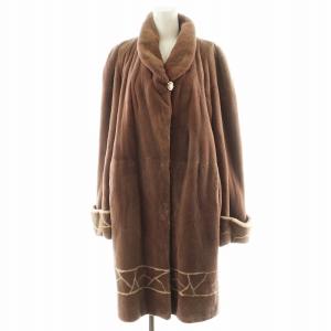 銀サガ 毛皮コート ファーコート ロング丈 ミンクファー アウター 茶 ブラウン /AN18