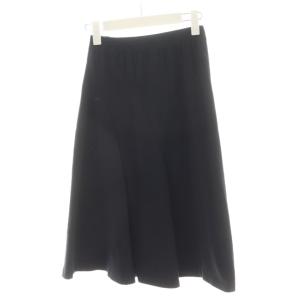 フレアスカート ひざ丈 ロゴ コットン XS 黒 ブラック 626250 /AN39