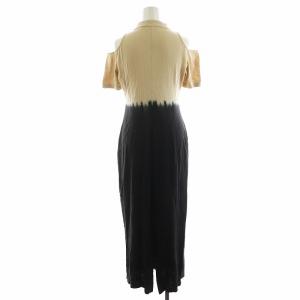 AKANE UTSUNOMIYA タイダイワンピース ロング丈 半袖 36 ベージュ 紺 ネイビー SAN-FCT29-2005-CO /AN37