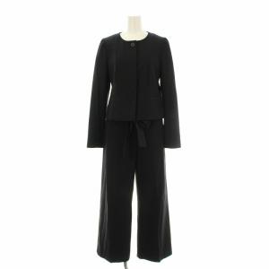 スーツ セットアップ 上下 ノーカラージャケット ワイドパンツ ジップフライ 40 紺 ネイビー W5E02-104-29