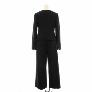 TO BE CHIC スーツ セットアップ 上下 ノーカラージャケット ワイドパンツ ジップフライ 40 紺 ネイビー W5E02-104-29