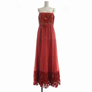 キャミワンピース ロング ビジュー レース 36 赤 レッド 131310170 /EE