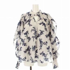 23AW オーガンフロッキーブラウス 長袖 花柄 F グレー ネイビー SWFB235082 /OR