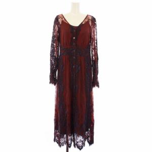 コードレースロングワンピース 長袖 総レース 36 赤 紺 39335036 /TK