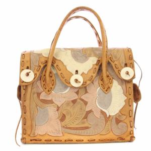 カービングバッグ ハンドバッグ トートバッグ ブラウン /TK