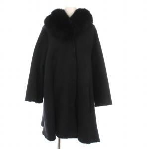 ムートンコート 羊革 ブルーフォックスファー アウター 2 黒 12328-02175 /YM