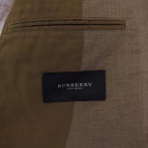 BURBERRY LONDON テーラードジャケット シングル 2B 麻混 L カーキ A1E50-130-45 /BM