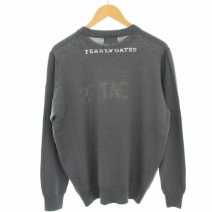 PEARLY GATES ニット セーター ウール 長袖 ロゴ 6 グレー 053-8270905 /HN