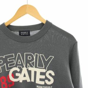 PEARLY GATES ニット セーター ウール 長袖 ロゴ 6 グレー 053-8270905 /HN