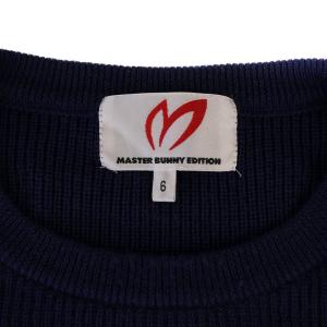 MASTER BUNNY ニット セーター 長袖 クルーネック エンブレム ワッペン ウール 6 ネイビー 158-6170001