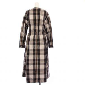 Drawer シャツワンピース チェック ナイロンシルク 38 グレー ブラウン 6526-299-1406