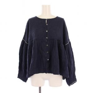 マイパフィブラウス シャツ 長袖 リネン F 紺 01203-1510-1 /BM