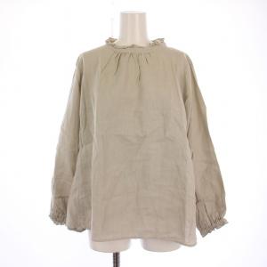 ビエラスタンドフリルブラウス シャツ 長袖 リネン F ベージュ 01175-1112-39 /BM