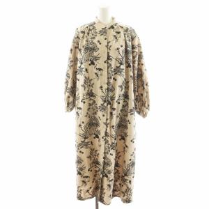 FairyTale シャツワンピース ロング丈 長袖 刺繍 麻 リネン ベージュ 黒 ブラック 03DS069004