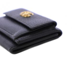 GUCCI プチマーモント 三つ折り財布 レザー GG 黒 523277 /KH OH
