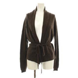 ニットカーディガン 長袖 トッパー カシミヤ ウール ベルト付き M 茶 ブラウン 63461223050