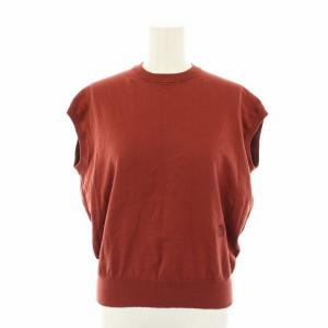 6Gコットン天竺ノースリーブニット セーター クルーネック ロゴ刺繍 1 赤 レッド 6518-105-0397