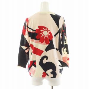 Alexander McQueen ニット カットソー 長袖 総柄 ウール シルク 絹 XXS 白 ホワイト 黒 ブラック 赤 レッド /AN19