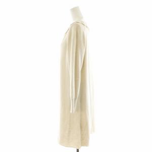 45R ニットワンピース ひざ丈 長袖 レース コットン 3 アイボリー 8-12-8052 /AN41